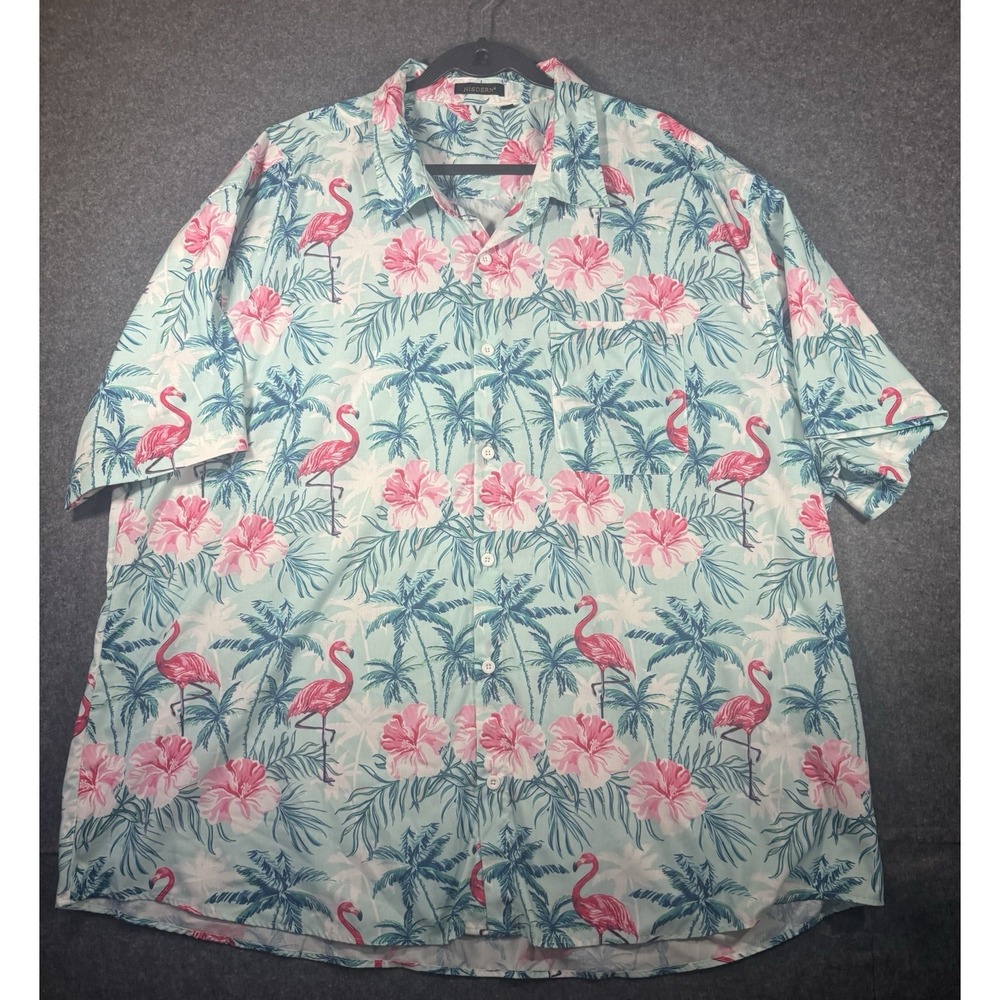 HISDERN Men's Flamingo and Tropical Palm Print Short Sleeve  4x